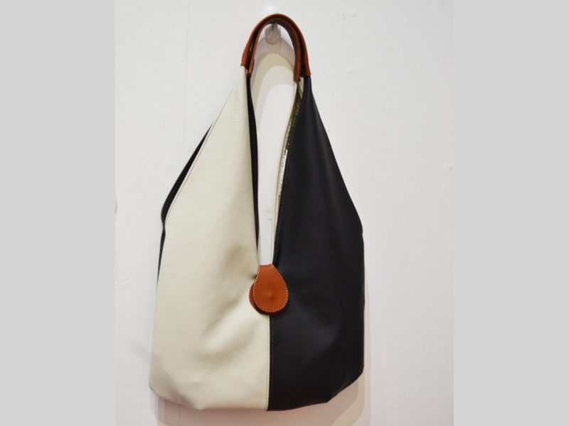 shoulder bag black and white/Leather Bag/Handmade leather bag/shoulder bag /black white leather bag /handcrafted in london /la rue/fusciacao