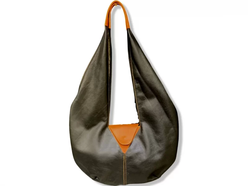 Black and brown leather shoulder bag