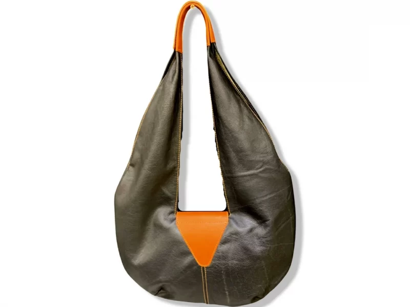 Black and brown leather shoulder bag
