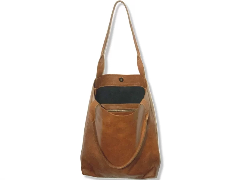 Distressed Tote Brown Leather Bag