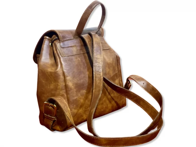 Distressed brown leather backpack