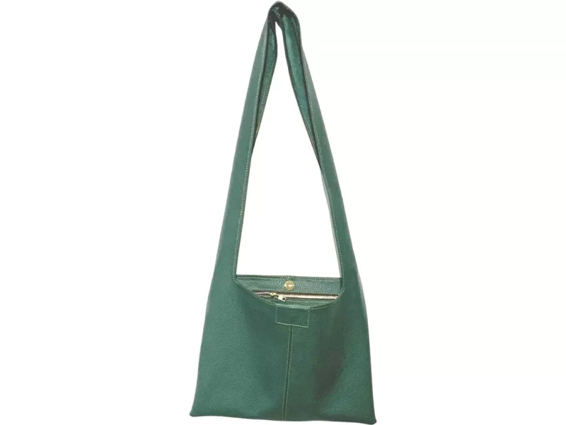 Green leather shoulder bag