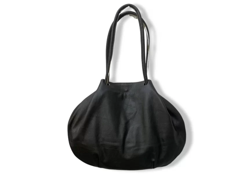 Handmade black tote leather bag