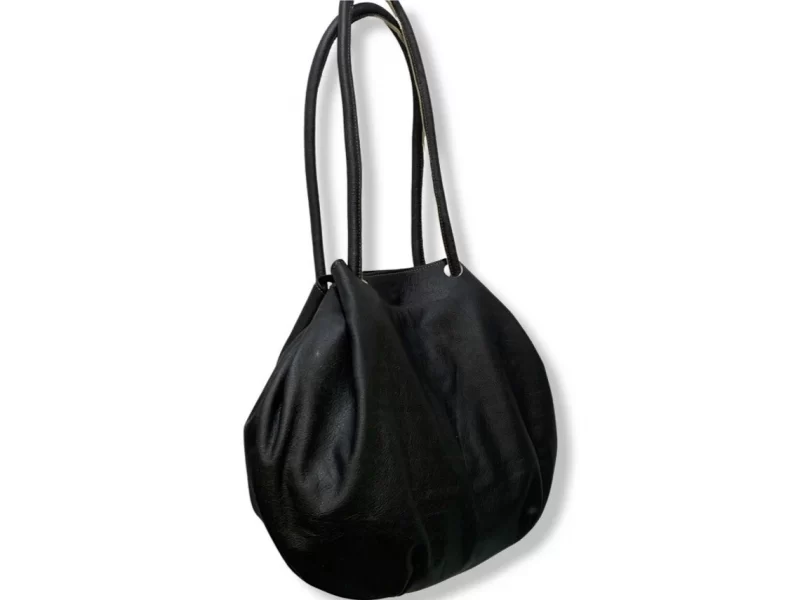 Handmade black tote leather bag