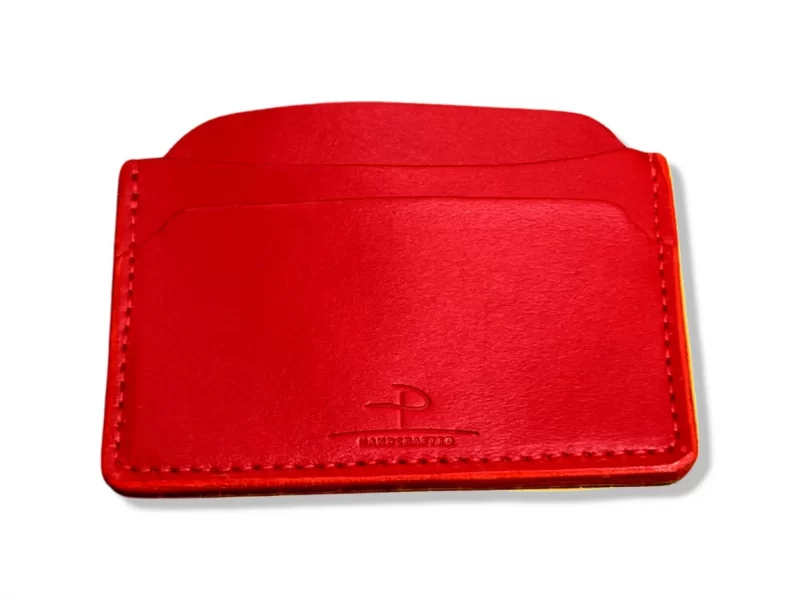Handmade red leather cardholder