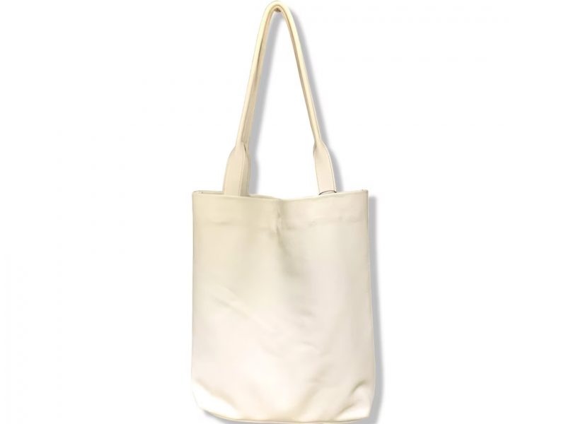 Handmade white tote leather bag