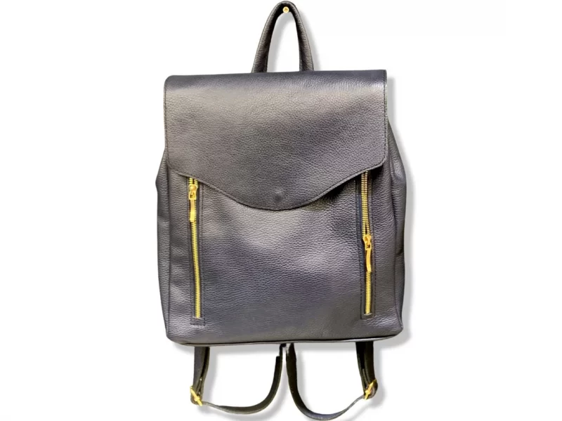 Navy blue leather backpack
