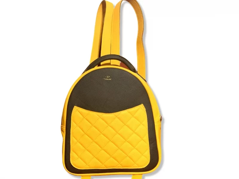 Unisex grey and yellow medium backpack