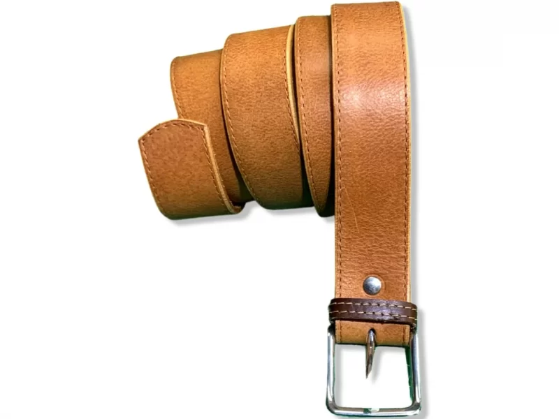 Unisex tan light brown leather belt