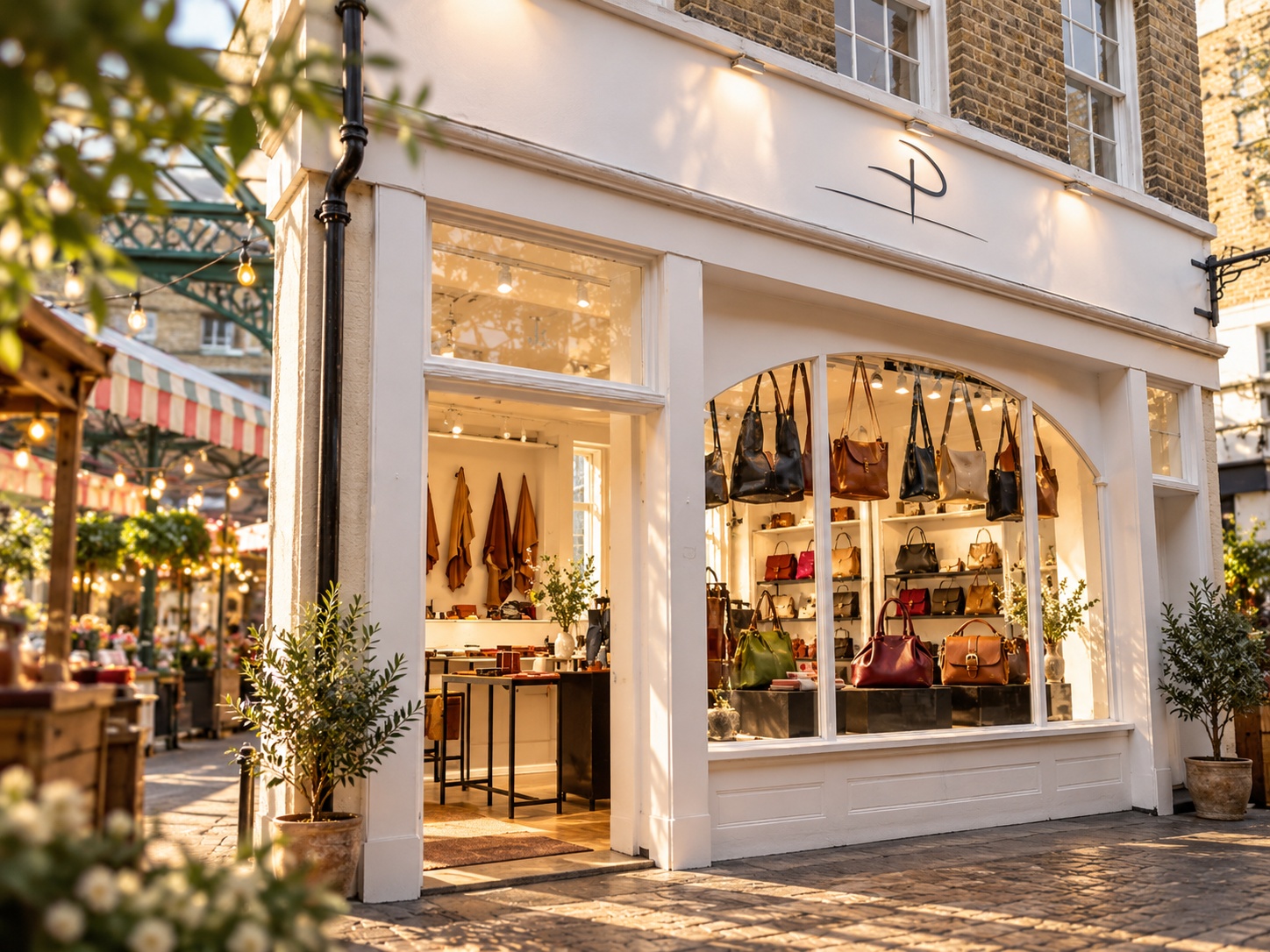 Illustrative editorial image of a Greenwich leather boutique